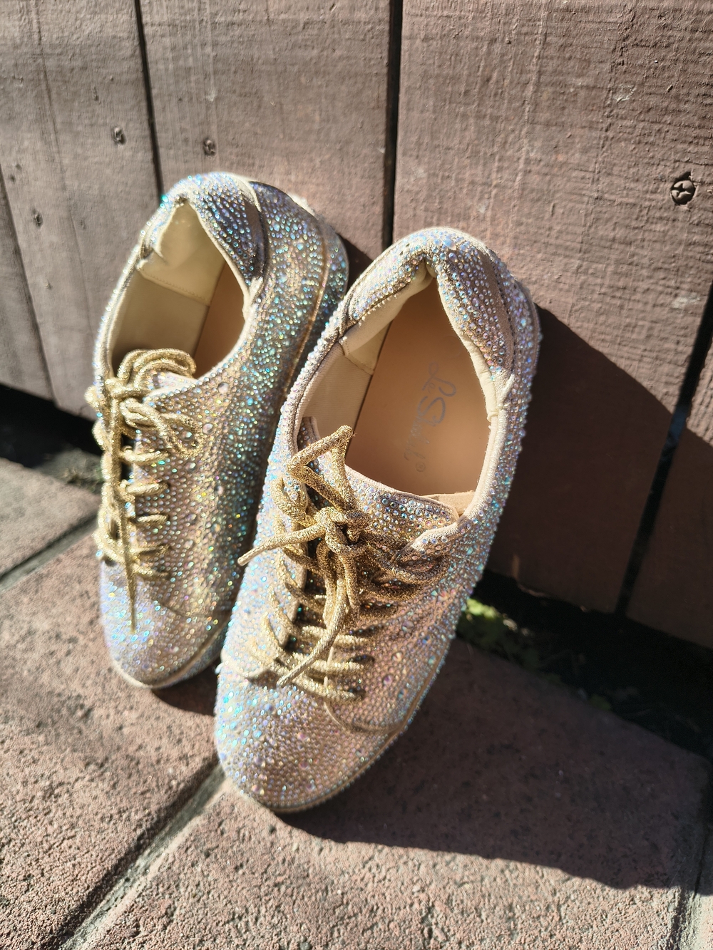 Sparkling Gold Rhinestone Women’s Sneakers